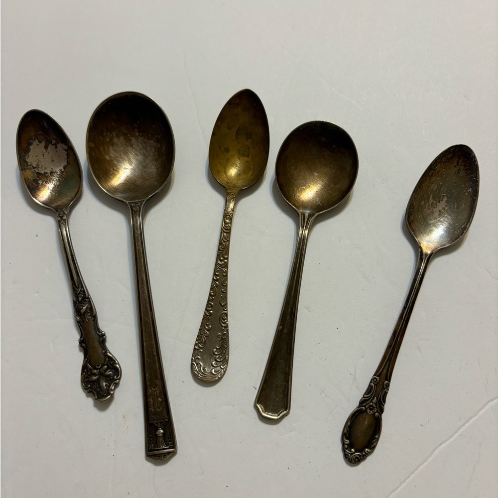 Set of Sterling Silver Plated Spoons Collecting Up cycling Jewelry Making